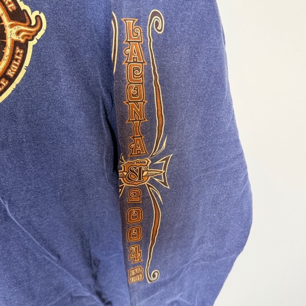 Vintage Harley Davidson Laconia bike week 81st blue long sleeve XL - Picture 4 of 6